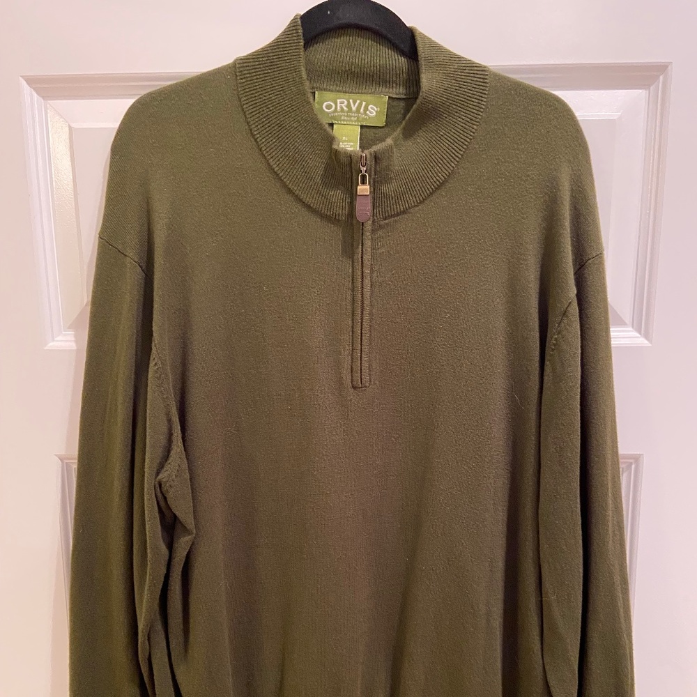 Orvis Men's Quarter Zip Sweater Green Size XL